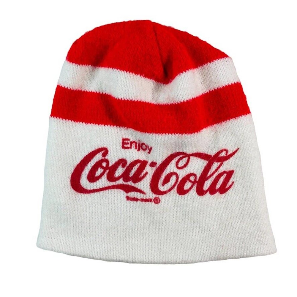 Vintage 1980s-1990s Enjoy Coca Cola winter hat snow ski cap toboggan made in USA